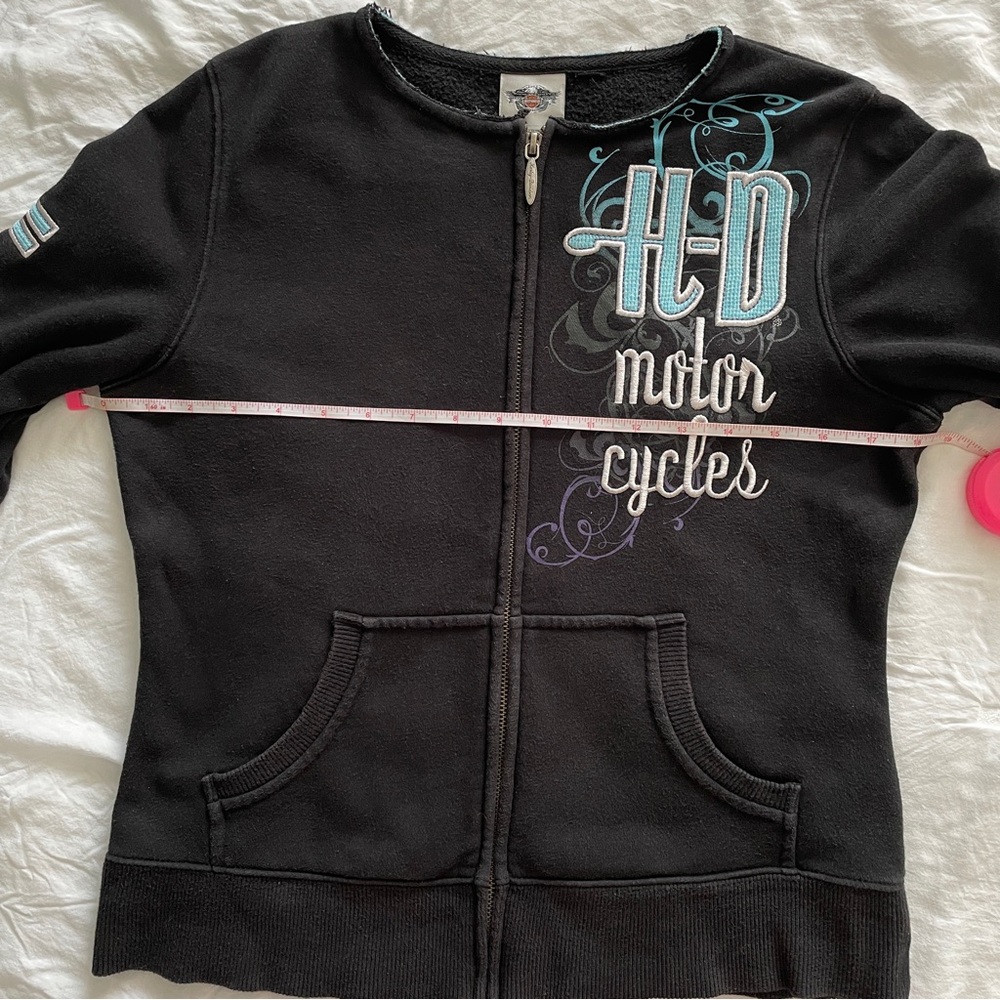 Harley Davidson Motorcycles Zip-Up embroidered hoodie-type jacket smaller size - Picture 4 of 15